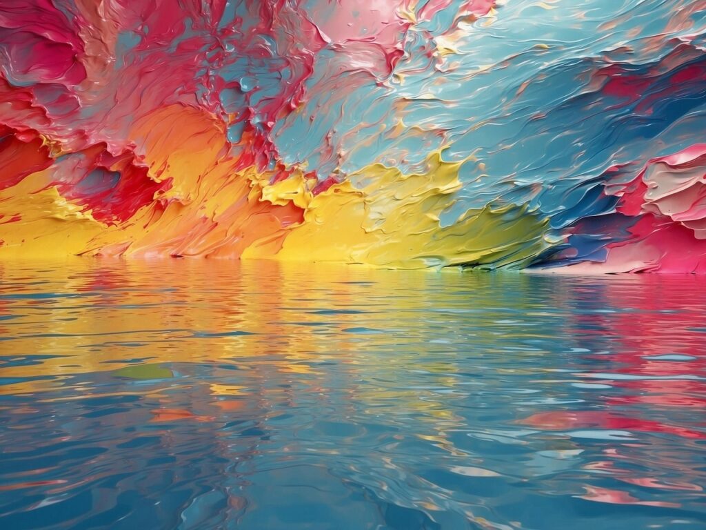 painting abstract lake
